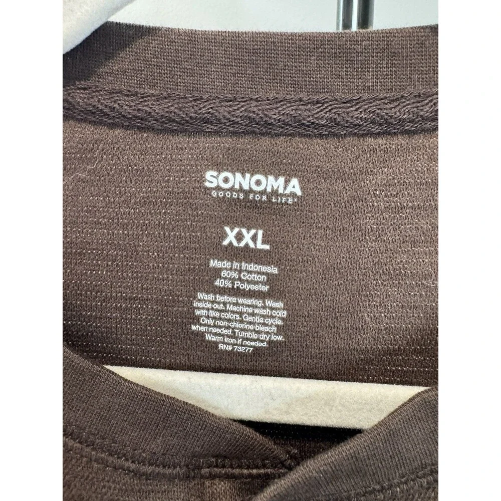 Sonoma Goods For Life Top Size XXL Brown Long Sleeve Textured Henley Tee Men's